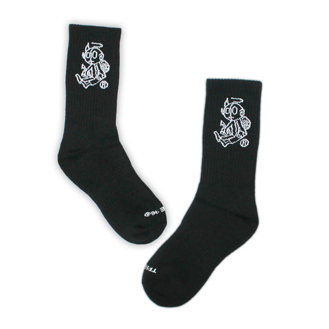 Devil/Angel Crew Socks (BLACK)