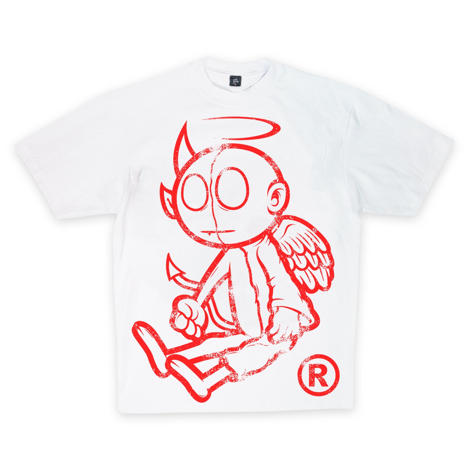 DEVIL/ANGEL OVERSIZED PRINT LOGO TEE (RED)