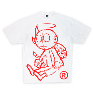 DEVIL/ANGEL OVERSIZED PRINT LOGO TEE (RED)